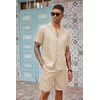 image:imageCOOFANDY Mens 2 Piece Short Set Guayabera Button Down Shirt Casual OutfitsKhaki