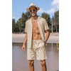 image:imageCOOFANDY Mens 2 Piece Short Set Guayabera Button Down Shirt Casual OutfitsKhaki