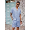 image:imageCOOFANDY Mens 2 Piece Short Set Guayabera Button Down Shirt Casual OutfitsLight Blue