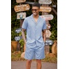 image:imageCOOFANDY Mens 2 Piece Short Set Guayabera Button Down Shirt Casual OutfitsLight Blue