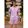 image:imageCOOFANDY Mens 2 Piece Short Set Guayabera Button Down Shirt Casual OutfitsPurple