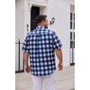 image:imageCOOFANDY Mens Big and Tall Short Sleeve Casual Button Down Plaid ShirtNavywhite