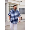 image:imageCOOFANDY Mens Big and Tall Short Sleeve Casual Button Down Plaid ShirtNavywhite