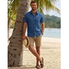 image:imageCOOFANDY Mens Button Down Shirt Short Sleeve Casual Shirts Summer Beach Textured Shirts with PocketNavy Blue