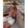image:imageCOOFANDY Mens Button Down Shirt Short Sleeve Casual Shirts Summer Beach Textured Shirts with PocketPink