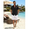image:imageCOOFANDY Mens Button Down Shirts Short Sleeve Linen Textured Shirts Casual Summer Beach ShirtsBlack