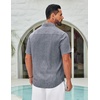image:imageCOOFANDY Mens Button Down Shirts Short Sleeve Linen Textured Shirts Casual Summer Beach ShirtsDark Grey