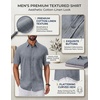 image:imageCOOFANDY Mens Button Down Shirts Short Sleeve Linen Textured Shirts Casual Summer Beach ShirtsDark Grey