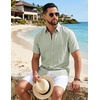 image:imageCOOFANDY Mens Button Down Shirts Short Sleeve Linen Textured Shirts Casual Summer Beach ShirtsLight Green