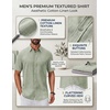 image:imageCOOFANDY Mens Button Down Shirts Short Sleeve Linen Textured Shirts Casual Summer Beach ShirtsLight Green