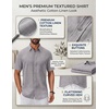 image:imageCOOFANDY Mens Button Down Shirts Short Sleeve Linen Textured Shirts Casual Summer Beach ShirtsLight Grey