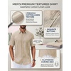 image:imageCOOFANDY Mens Button Down Shirts Short Sleeve Linen Textured Shirts Casual Summer Beach ShirtsLight Khaki