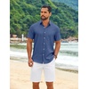 image:imageCOOFANDY Mens Casual Button Down Shirt Short Sleeve Summer Beach ShirtsBlue