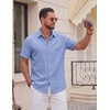 image:imageCOOFANDY Mens Casual Button Down Shirt Short Sleeve Summer Beach ShirtsLight Blue