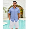 image:imageCOOFANDY Mens Casual Button Down Shirt Short Sleeve Summer Beach ShirtsLight Blue