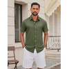 image:imageCOOFANDY Mens Casual Button Down Shirt Short Sleeve Summer Beach ShirtsOlive Green