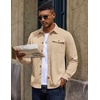 image:imageCOOFANDY Mens Corduroy Shirt Long Sleeve Button Down Casual Shirts JacketLight Khaki