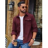 image:imageCOOFANDY Mens Corduroy Shirt Long Sleeve Button Down Casual Shirts JacketVine Red