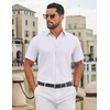 image:imageCOOFANDY Mens Dress Shirts Short Sleeve Casual Untucked Button Down ShirtWhite