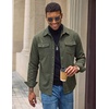 image:imageCOOFANDY Mens Flannel Shirt Jacket Long Sleeve Plaid Shacket with PocketsArmy Green Solid Color