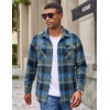 image:imageCOOFANDY Mens Flannel Shirt Jacket Long Sleeve Plaid Shacket with PocketsBlue