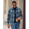 image:imageCOOFANDY Mens Flannel Shirt Jacket Long Sleeve Plaid Shacket with PocketsBlue