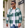 image:imageCOOFANDY Mens Flannel Shirt Jacket Long Sleeve Plaid Shacket with PocketsGreen