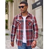 image:imageCOOFANDY Mens Flannel Shirt Jacket Long Sleeve Plaid Shacket with PocketsRed