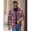 image:imageCOOFANDY Mens Flannel Shirt Jacket Long Sleeve Plaid Shacket with PocketsRed