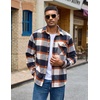 image:imageCOOFANDY Mens Flannel Shirts Long Sleeve Plaid Button Down Shirt JacketBeige Orange