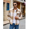 image:imageCOOFANDY Mens Flannel Shirts Long Sleeve Plaid Button Down Shirt JacketLight Khaki