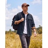 image:imageCOOFANDY Mens Flannel Shirts Long Sleeve Plaid Button Down Shirt JacketSolid Navy Blue
