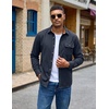 image:imageCOOFANDY Mens Flannel Shirts Long Sleeve Plaid Button Down Shirt JacketSolid Navy Blue