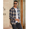 image:imageCOOFANDY Mens Flannel Shirts Long Sleeve Plaid Button Down Shirts CasualKhakiBlue