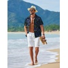 image:imageCOOFANDY Mens Hawaiian Shirt Short Sleeve Tropical Button Up Vacation Beach ShirtBlack Blue Green  Leaf