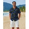 image:imageCOOFANDY Mens Hawaiian Shirt Short Sleeve Tropical Button Up Vacation Beach ShirtBlack Blue Green  Leaf
