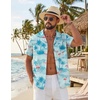image:imageCOOFANDY Mens Hawaiian Shirt Short Sleeve Tropical Button Up Vacation Beach ShirtCyan Blue  Flamingos