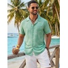 image:imageCOOFANDY Mens Hawaiian Shirt Short Sleeve Tropical Button Up Vacation Beach ShirtLight Green  Palm Tree