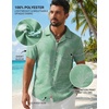 image:imageCOOFANDY Mens Hawaiian Shirt Short Sleeve Tropical Button Up Vacation Beach ShirtLight Green  Palm Tree