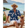 image:imageCOOFANDY Mens Hawaiian Shirt Short Sleeve Tropical Button Up Vacation Beach ShirtNavy Blue  Floral