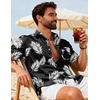 image:imageCOOFANDY Mens Hawaiian Shirts Short Sleeve Button Down Vacation ShirtsBlackpalm Leaf