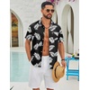 image:imageCOOFANDY Mens Hawaiian Shirts Short Sleeve Button Down Vacation ShirtsBlackpalm Leaf