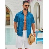 image:imageCOOFANDY Mens Hawaiian Shirts Short Sleeve Button Down Vacation ShirtsBluebanana Leaf