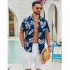 image:imageCOOFANDY Mens Hawaiian Shirts Short Sleeve Button Down Vacation ShirtsNavypalm Leaf