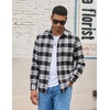 image:imageCOOFANDY Mens Lightweight Flannel Shirt Long Sleeve Plaid Shirt with PocketBlack White