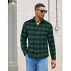 image:imageCOOFANDY Mens Lightweight Flannel Shirt Long Sleeve Plaid Shirt with PocketDark Green