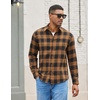 image:imageCOOFANDY Mens Lightweight Flannel Shirt Long Sleeve Plaid Shirt with PocketKhaki