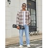 image:imageCOOFANDY Mens Lightweight Flannel Shirt Long Sleeve Plaid Shirt with PocketLight Khaki