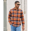 image:imageCOOFANDY Mens Lightweight Flannel Shirt Long Sleeve Plaid Shirt with PocketOrange