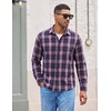 image:imageCOOFANDY Mens Lightweight Flannel Shirt Long Sleeve Plaid Shirt with PocketPink